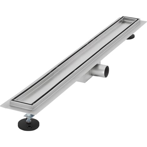 LuxeBath Canal de Ducha Desagüe 80cm Plateado 2en1 Extraplano Acero Inóxidable Fijación al Suelo Sumidero Sifón Doble Cara Autolimpiante con Tope para Olores y Colador de Pelo Alcantarillado para Baño (1/5)