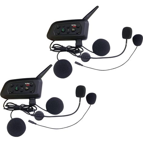 V6 Plus Intercom Moto Bluetooth, Système de Communication 2 Voies pour Casque Moto, Kit Main Libre Audio Multitâche, Oreillette Moto, Interphone pour Moto Cross/ATV/Bicyclette
