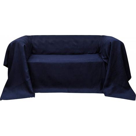Micro-suede Couch Slipcover Navy Blue 270 x 350 cm (1/2)