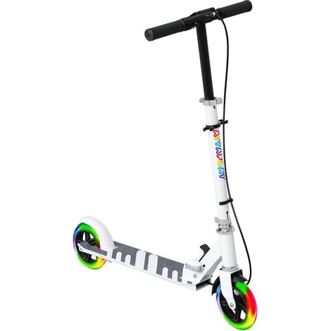 Patinete infantil para niños de 3 a 8 años, plegable, de 2 ruedas con luces LED, 4 ajustes de altura, color blanco. (1/5)