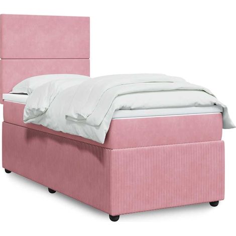 Sommier à lattes de lit avec matelas Rose 90x190 cm Velours (1/5)