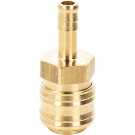 Druckluft Verschlusskupplung NW 7,2 x Ø 8 mm Schlauchanschluss Tülle, Typ 26KA, Messing blank