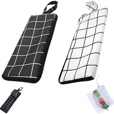 2 housses imperméables pour parapluies, housse pliable, protection imperméable pour parapluies mouillés - noir et blanc, 38 x 12,5 cm (1/5)