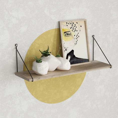 Etagère murale décor bois brun montants noirs JENA