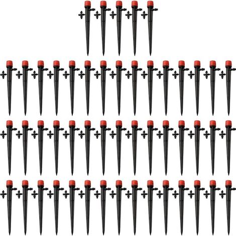 CYRILL - Confezione da 50 gocciolatori regolabili con 8 uscite per sistemi di irrigazione da giardino, portata 0-60 l/h, adatti per tubi da 4 mm/7 mm, ugelli anti-intasamento per l'irrigazione e l'irr (1/5)