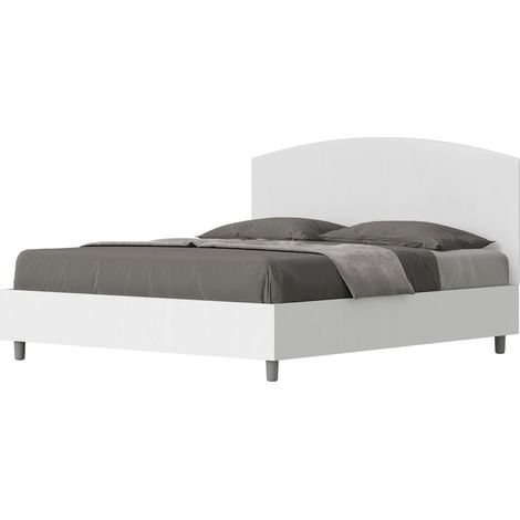 Letto matrimoniale contenitore doppia alzata 160x190 bianco frassino testata similpelle bianco Antilia