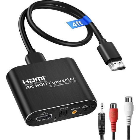 Convertisseur/extracteur audio 4K à 60 Hz, HDMI vers optique Toslink SPDIF + prise AUX 3,5 mm, adaptateur audio stéréo, convertisseur, répartiteur, insertion, support H (1/5)