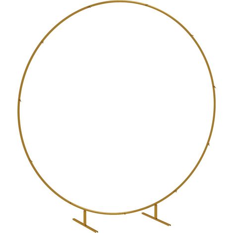 Pour mariages, anniversaires et cérémonies, arche ronde dorée pour créer un décor élégant avec fleurs ou ballons (1/5)