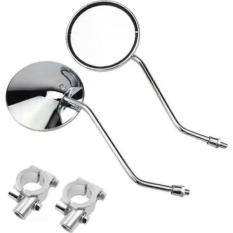 Paire de rétroviseurs chromés universels pour moto et scooter, ronds, ovales et convexes, 8 mm (JXLGV) (1/5)