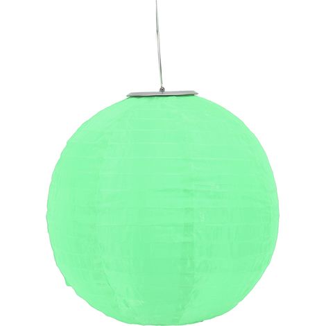 Lanterne solaire LED en tissu, étanche IP55, style chinois, en nylon, à suspendre, verte, idéale pour les fêtes et les jardins en extérieur. (1/5)