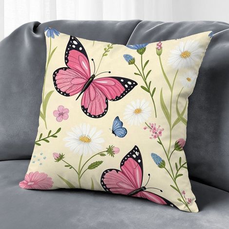 Housse de coussin floral printemps été, décoration canapé élégant,40×40cm (1/5)