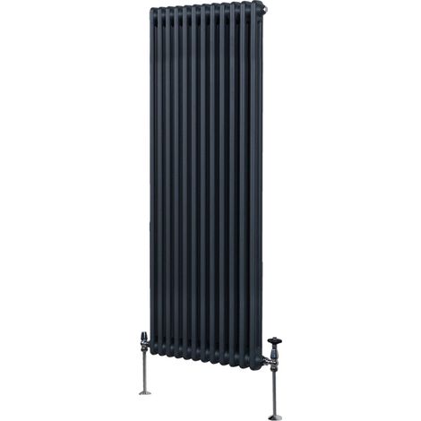 Radiatore Termosifone a 2 Colonne 1800mm x 562mm Moderno Centralizzato Grigio Antracite in Acciaio Inox Verticale a Parete Cucina Soggiorno Bagno Kit di Fissaggio e Spazzola Inclusi (1/5)