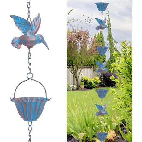 Cadena de lluvia para exteriores de 240 cm, cadena recolectora de lluvia para canalones, cadena de lluvia, decoración para exteriores e interiores, reemplazo de canalones, copas de derivación (1/4)