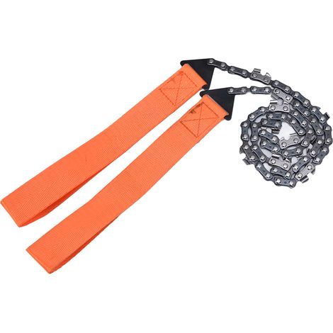 24-Zoll-tragbare Kettensäge, Outdoor-Überlebenssäge, orangefarbenes Campingwerkzeug, wendbare Handsäge für Garten und Outdoor-Einsatz (1/5)