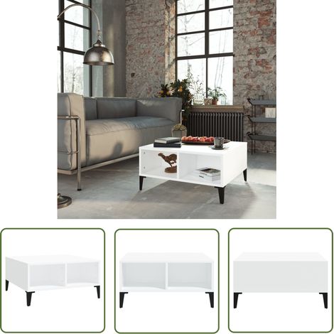 The Living Store Table basse blanc 60x60x30 cm bois d'ingénierie - Table Basse - Table D'appoint - Meubles De Salon - Mobilier Contemporain - Table Blanche (1/5)
