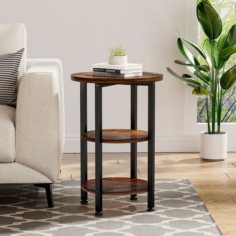 Brown 3 Tier Vintage Wooden Side Table (1/5)