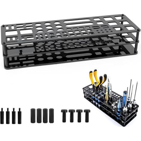 Organiseur d'outils à 63 trous, porte-tournevis pour ateliers, garages et établis, noir (1/5)