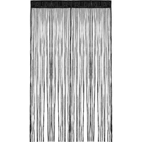 GDHZS- Rideau Fil Porte 100x200 cm Rideaux de Porte Anti Mouches, Rideau Décoratif Séparateur de Pièce, Rideaux de Franges Noir pour Balcon, Chambre, Mariage, Café, Restaurant (1/5)