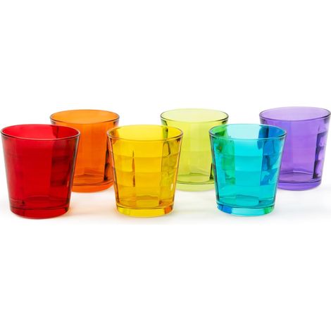 Dubai Lot de 6 verres multicolores, verre soufflé, capacité 245 ml, diamètre 8 cm. (1/5)