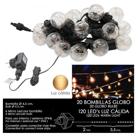 NATALE - LUCI 20 GLOBO DECOR. MICROLED BIANCA CALDA INT/EST MAURER (1/2)