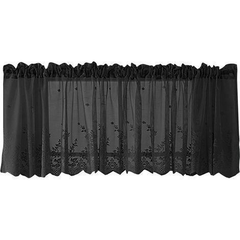 Fenstervorhang – Wellenförmiger Vorhang – Schwarzes Polyester – 137 x 61 cm – Für Küche, Bad, Landhausstil – 1 Stück (1/5)