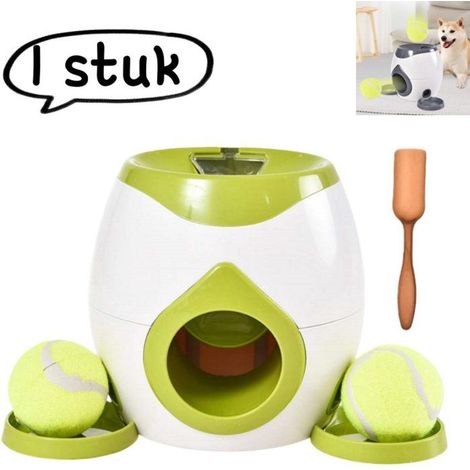 1 article - Distributeur de friandises pour animaux - Jouet de tennis pour chien - Distributeur automatique de friandises - Vert (1/5)