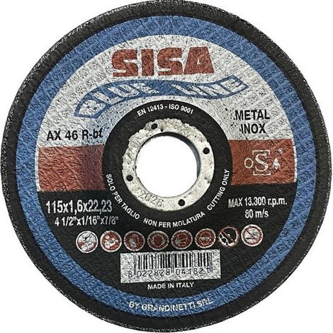 25PZ DISCO ABRASIVO CENTRO DEPRESSO per Inox Ø mm. 115x1,0x22