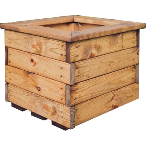 Multi Pack of 2 - Valley Small Square Planter - Timber - L39 x W39 x H32 cm - Garden Trough - Fully Assembled