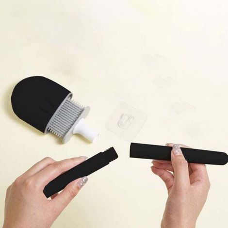 Brosse WC - Tete En Silicone TPR - Manche En Resine PP Antirouille - Support Mural Inclus - 1 Unite (1/4)