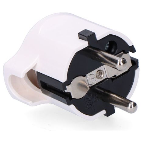 Clavija 2p+t, 16a 250v, salida 90°, blanca (retractilada) (1/2)