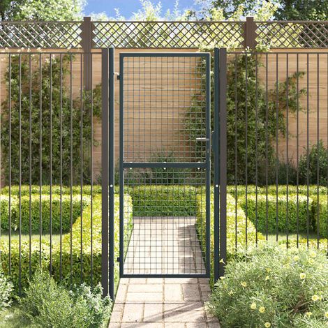 Porte de jardin en maille - Portail de clôture - Portillon de jardin Acier galvanisé 100 x 250 cm Gris fr10283 - Maison La Vie (1/5)