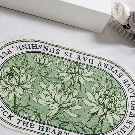 Tapis de bain ovale, paillasson, tapis de sol antidérapant et absorbant l'eau, tapis d'intérieur pour salon, chambre, chevet, 04, 60 x 90 cm / 23,62 x 35,43 pouces (1/4)