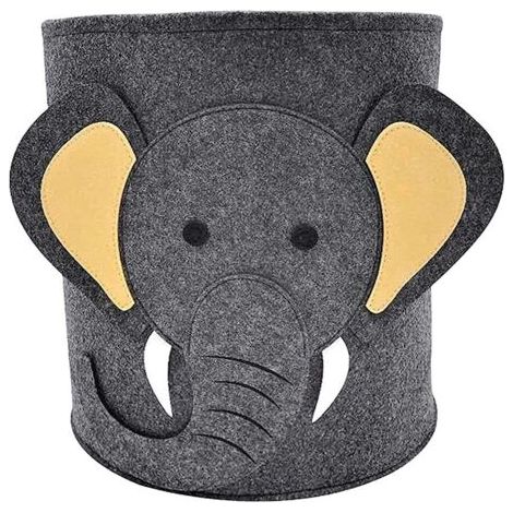 Panier a Linge, Panier Bébé, Corbeilles à Linge, Paniers de Rangement Ronds, Pliant Animal Mignon Rangement de Jouets pour Bureau, Chambre, Vêtements, Livres (Gris)