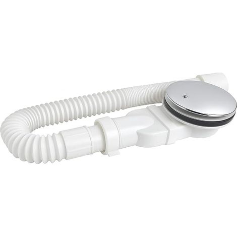 90-mm-Duschablaufgarnitur, SopimusZ extraflache Ablaufgarnitur mit Ablaufloch für Duschwanne, Siphon mit Geruchskontrollsystem, Haarsieb, flexibler Schlauch, Chromabdeckung (1/5)