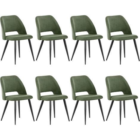Esszimmerstühle 8er Set, Kordsamt, gepolstert, Metallbeine, Grün (1/5)