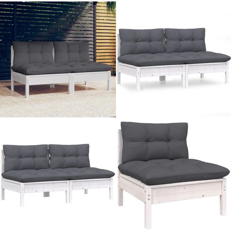 2-Sitzer-Gartensofa mit Anthrazit Kissen Massivholz Kiefer - Gartensofa - Outdoor Möbel - Balkonmöbel - Terrassenmöbel - Lounge Set - Home & Living (1/5)