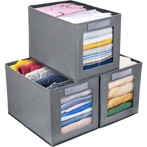 Boîtes de rangement en tissu, lot de 4, boîtes de rangement pliables à cordon, paniers de rangement en toile, dimensions 40x30x20 cm, compatibles avec les étagères Kallax. (1/5)