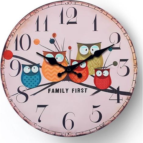 Longziming - Horloge murale vintage 30 cm – Horloge murale à quartz silencieuse – Horloge murale analogique aspect bois style shabby chic pour salon, cuisine, chambre ou bureau (1/5)