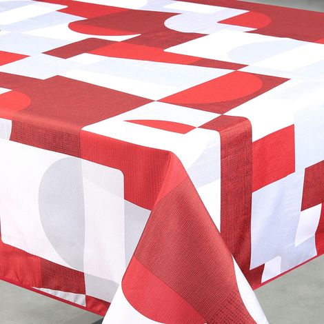Nappe anti-tâche rectangulaire design géométrique Rouge 145x240 cm