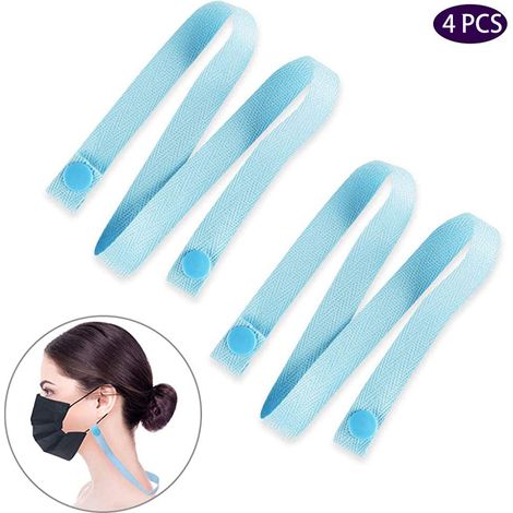 Lot de 4 attaches pour sangle de cou de masque, avec crochets, boutons-pression, dispositifs anti-perte et anti-desserrage. (1/5)
