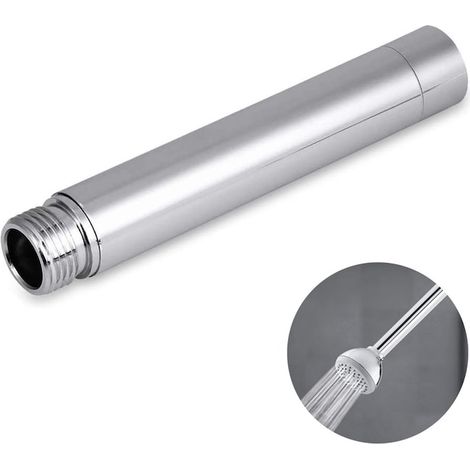 Rallonge de pommeau de douche en acier inoxydable G1/2, extension chromée argentée pour douche, prolongateur de flexible sanitaire (1/5)