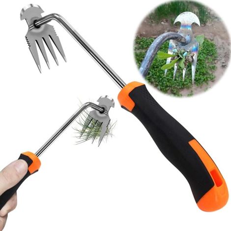 1 désherbeur avec poignée, outil de désherbage de jardinage en acier inoxydable (1/5)