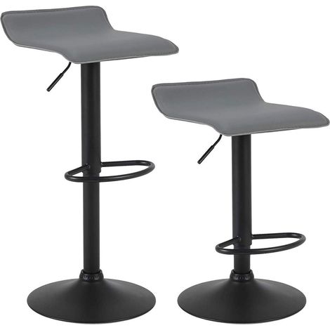 WOLTU Barhocker 2er Set Barstuhl Tresenhocker Bistrohocker Designer Hocker, höhenverstellbar drehbar, Kunstleder Stahl, Grau (1/5)
