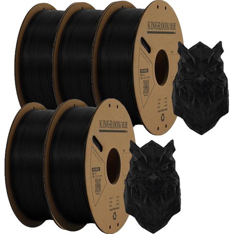 Filamento para impresora 3D, 1,75 mm de diámetro, sin burbujas, 5 rollos, negro. (1/2)
