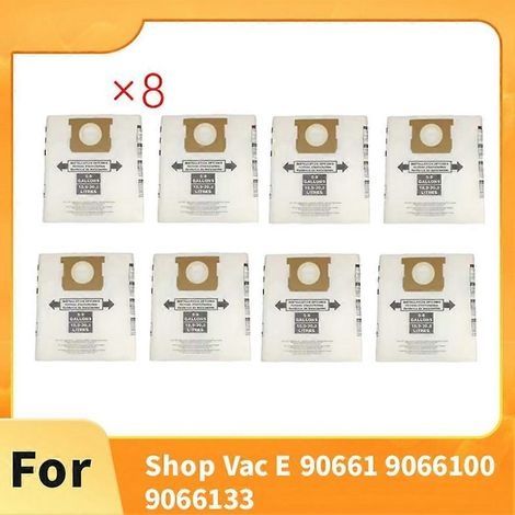 Sacs de récupération jetables pour aspirateurs Shop Vac de 5 à 8 gallons, type E 90661 9066100 9066133 et type H 90671 9067100 (1/5)