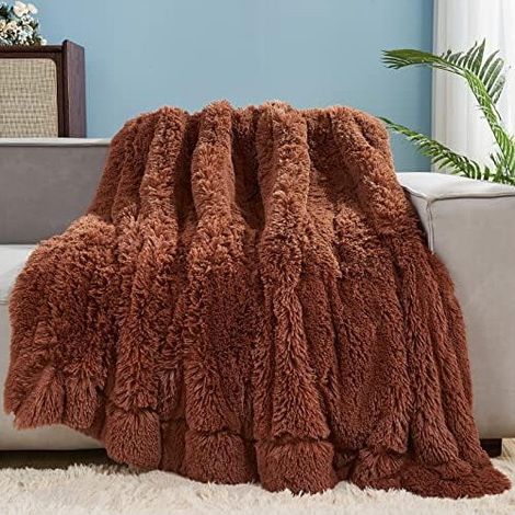 Kaffeefarbene, ultraweiche und bequeme Plüschdecke aus Kunstfell, geeignet für Sofas, Betten usw. (Farbe: Kaffee, Größe: 50 x 60 Zoll)