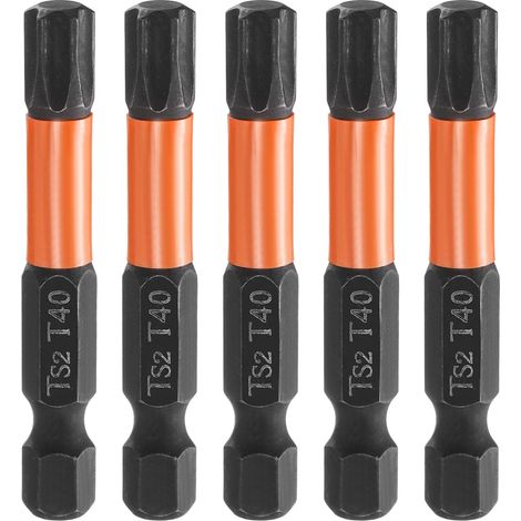 5Pcs Embout Tournevis Torx T40 1/4" Hex Shank Longueur 2" (50mm) (1/5)