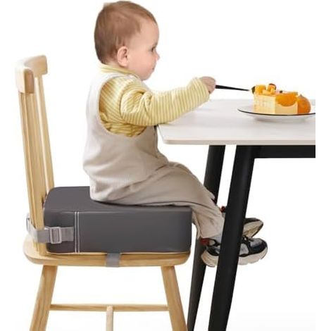 rehausseur de enfant en PU lavable et démontable, coussin d'assise antidérapant avec 2 boucles de sécurité (1/5)