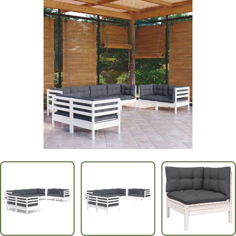 Terrassensofa - 8-tlg. Garten-Lounge-Set mit Kissen Massivholz Kiefer (1/5)