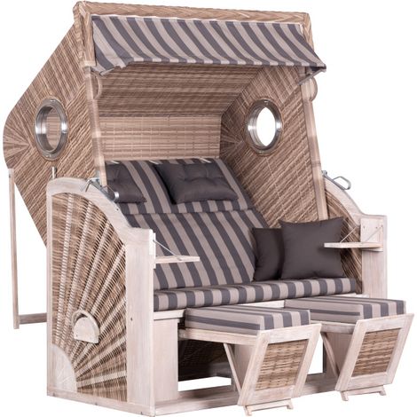 deVries Strandkorb PURE® CLIFF XXL SUN PE Des. 481 w.kubu 145 x 80 x 160 cm
